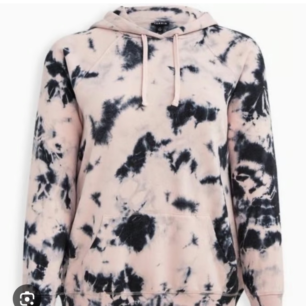 Torrid Black and Pink Tie-Dye Hoodie